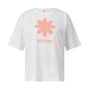 Biologisch Katoen Natuur Print T-Shirt Luisa Cerano , White , Dames