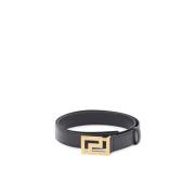 Greca Gesp Leren Riem Versace , Black , Heren