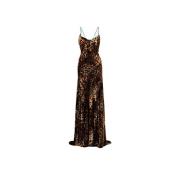 Luipaardprint Slipjurk met Gedrapeerd Sleep Roberto Cavalli , Brown , ...