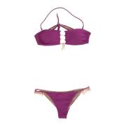 Kanten Bikini Set Metalen Details Miss Bikini , Purple , Dames