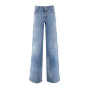 Handgemaakte Denim Palazzo Broek Ermanno Scervino , Blue , Dames