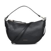 Zwarte leren hobo tas Coccinelle , Black , Dames