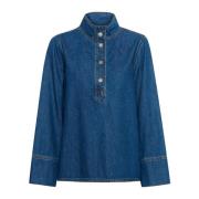 Boxy Blouse in Medium Blue Wash My Essential Wardrobe , Blue , Dames