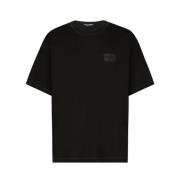 Merkkatoen T-shirt in Over Fit Dolce & Gabbana , Black , Heren