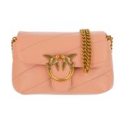 Nappa Leren Gewatteerde Crossbody Tas Pinko , Pink , Dames