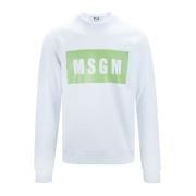 Heren Pullover Sweater met Logo Print Msgm , White , Heren