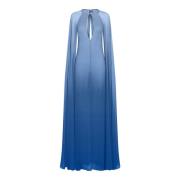 Blauwe Gradiënt Zijden Cape Jurk Tom Ford , Blue , Dames