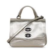 Gouden Metallic Leren Tas met Riem Zanellato , Gray , Dames