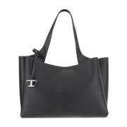 Leren schoudertas met metalen sluiting Tod's , Black , Dames