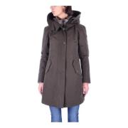 Jas met capuchon en logo - Knoopsluiting Woolrich , Green , Dames