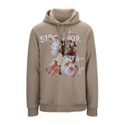 Hoodie met grafische print en trekkoord Burberry , Beige , Heren