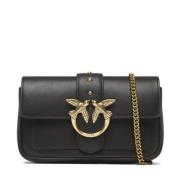 Love Pocket Tas in Zijdezacht Leer Pinko , Black , Dames