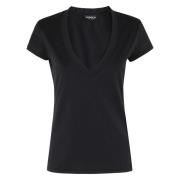 V-hals top in trendy stijl Dondup , Black , Dames