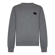 Grijze Geribbelde Crewneck Trui Dolce & Gabbana , Gray , Heren