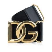 Zwarte Elastische Logo Gesp Riem Dolce & Gabbana , Black , Dames