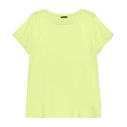 T-shirt met Lurex-boorden en twee stoffen Fiorella Rubino , Yellow , D...