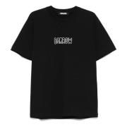 Zwarte Crew Neck T-shirt met Logo Barrow , Black , Heren