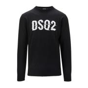 Heren Wollen Trui met Logo Dsquared2 , Black , Heren