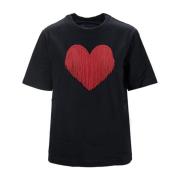 Rood Hart Print Katoenen T-Shirt Dsquared2 , Black , Dames