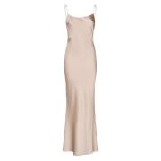 Beige Gedrapeerd Lange Jurk Andamane , Beige , Dames