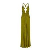 Groene V-hals jurk met open rug Tom Ford , Green , Dames