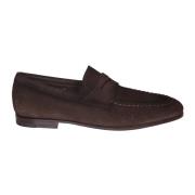 Bruine suède loafer met handstiksel Santoni , Brown , Heren