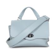 Blauwe Leren Flap Tas Zanellato , Blue , Dames