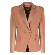 Satin Revers Crepe Blazer Elisabetta Franchi , Pink , Dames