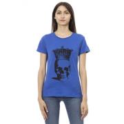 Casual T-shirt met ronde hals Trussardi , Blue , Dames