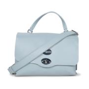 Verstelbare leren tas in zacht blauw Zanellato , Blue , Dames