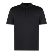 Katoenen Polo Shirt met Geribbelde Randen Hugo Boss , Black , Heren