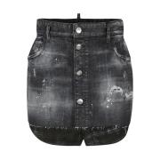 Zwarte Denim Rok - Ss23 Collectie Dsquared2 , Black , Dames