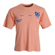 Koraal Logo T-shirt Dolce & Gabbana , Pink , Heren