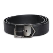 Elegant zwart leren riem met pijlvormige gesp Canali , Black , Heren