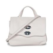 Elegante Witte Leren Schoudertas Zanellato , Beige , Dames