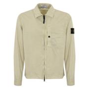 Katoenen Overshirt Lange Mouw Jas Stone Island , Beige , Heren