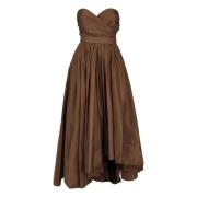 Bruine Taffeta Midi Jurk Korset Pinko , Brown , Dames