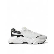 Chique Zwarte en Witte Leren Sneakers Dolce & Gabbana , White , Dames