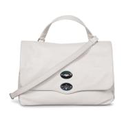 Witte leren tas met verstelbare band Zanellato , White , Dames