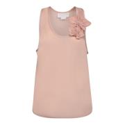 Elegante Mouwloze Top met 3D Bloem Genny , Pink , Dames