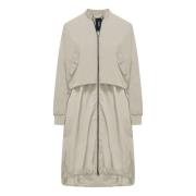 Bi-materiaal parka, ongevoerd BomBoogie , Beige , Dames