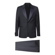 Moderne Tuxedo Jas met Peak Revers Lardini , Blue , Heren