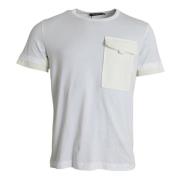 Wit Katoenen T-shirt met Ronde Hals Dolce & Gabbana , White , Heren