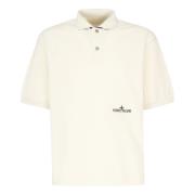 Witte Katoenen Poloshirt Logo Applicatie Stone Island , Beige , Heren