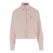 Pinstripe Chain Crop Shirt Roze Versace , Pink , Dames