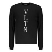 Geribbelde crew-neck trui met logodetail Valentino Garavani , Black , ...