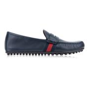 Heren Slip-On Loafers Leren Schoenen Gucci , Blue , Heren