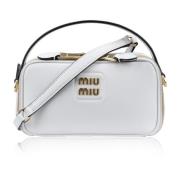 Leren schoudertas met gouden versieringen Miu Miu , White , Dames