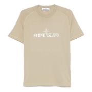 Casual Katoenen T-shirt Stone Island , Beige , Heren