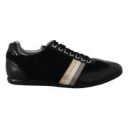 Elegante Zwarte Leren Sneakers Dolce & Gabbana , Black , Heren